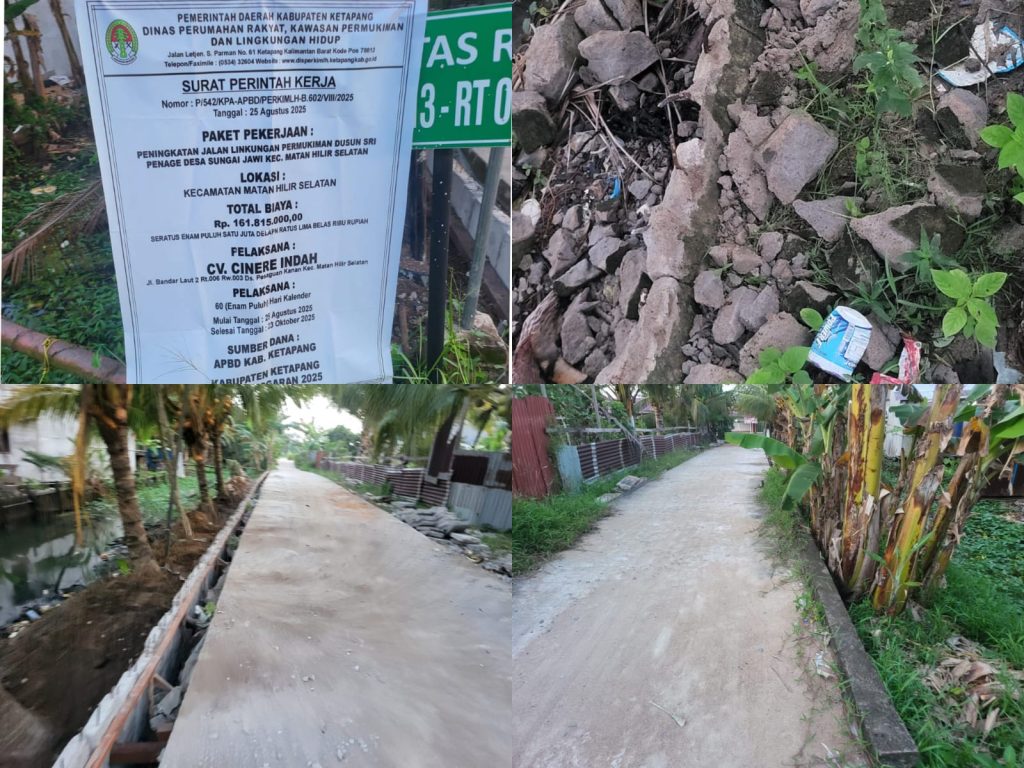 Keterangan Foto : Proyek milik dinas Perkim LH Ketapang yang dikerjakan oleh CV. Cinere Indah. (Suarajurnalis.id/AS)