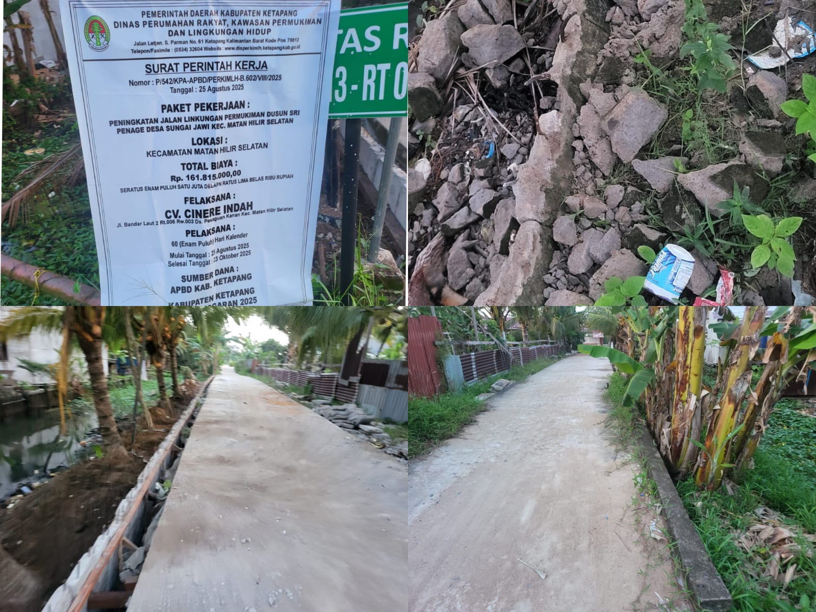 Keterangan Foto : Proyek milik dinas Perkim LH Ketapang yang dikerjakan oleh CV. Cinere Indah. (Suarajurnalis.id/AS)